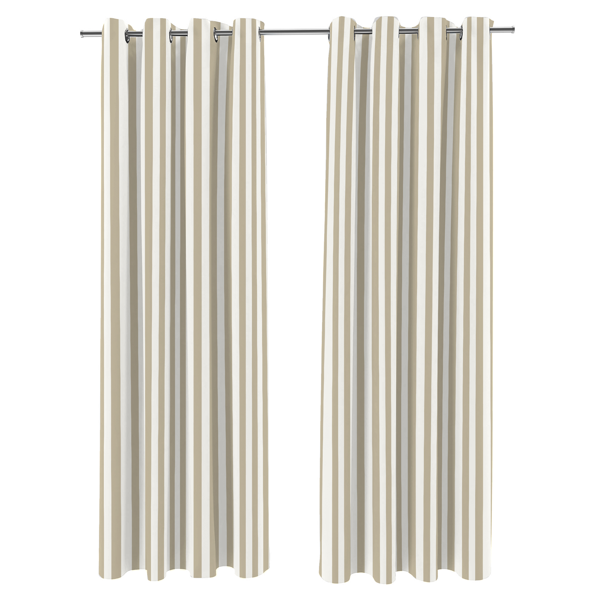 Jordan Manufacturing 54" x 84" Natural Stripe Grommet Semi-sheer Outdoor Curtain Panel (2 Pack) - image 1 of 6