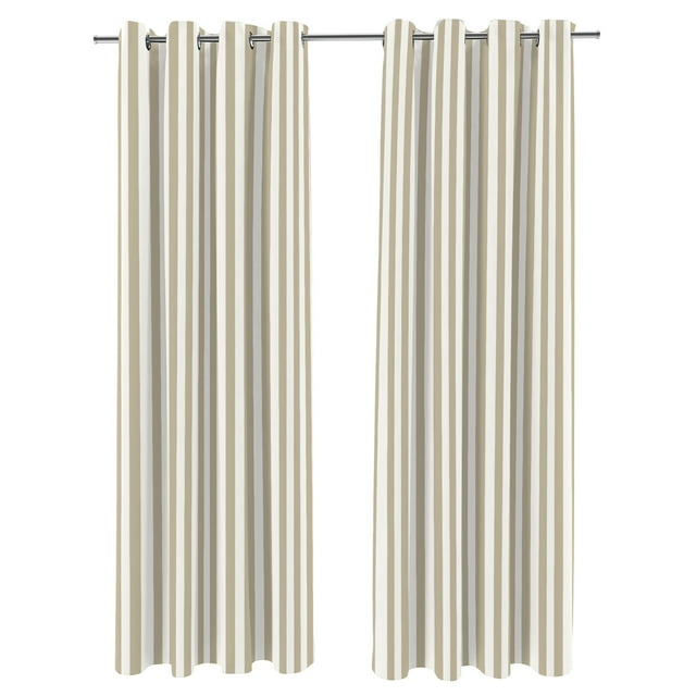 Jordan Manufacturing 54" x 84" Natural Stripe Grommet Semi-sheer Outdoor Curtain Panel (2 Pack)