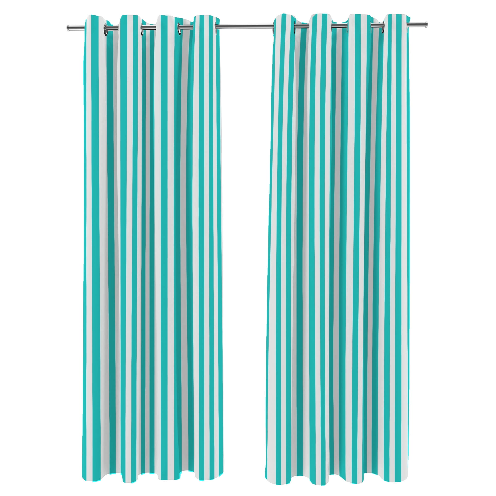 Jordan Manufacturing 54" x 84" Ocean Aqua Stripe Grommet Semi-sheer Outdoor Curtain Panel (2 Pack)