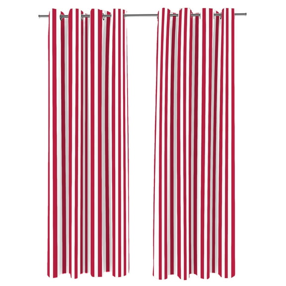 Jordan Manufacturing 54" x 84" Pompeii Red Stripe Grommet Semi-sheer Outdoor Curtain Panel (2 Pack)