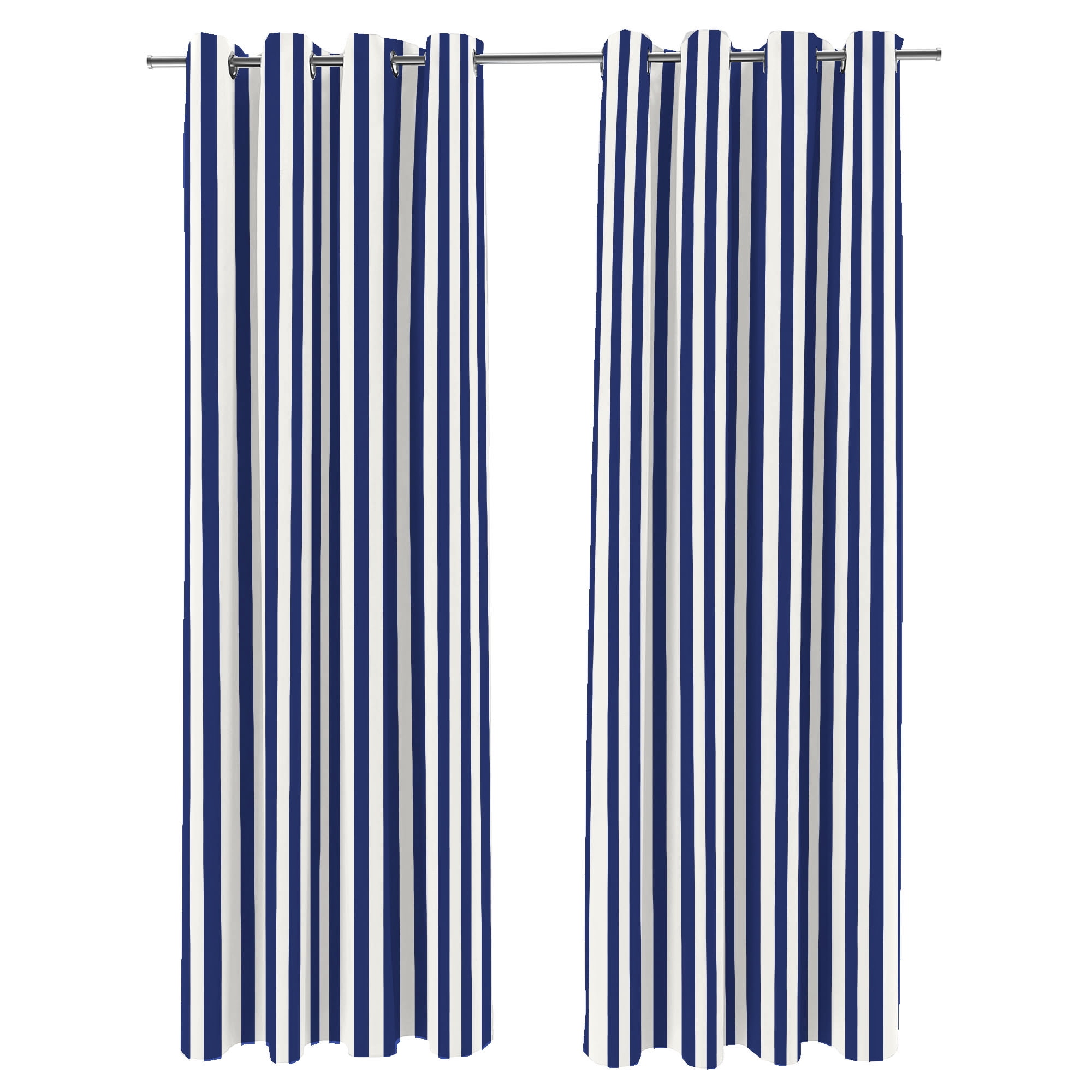 Jordan Manufacturing 54" x 96" Admiral Blue Stripe Grommet Semi-sheer Outdoor Curtain Panel (2 Pack)