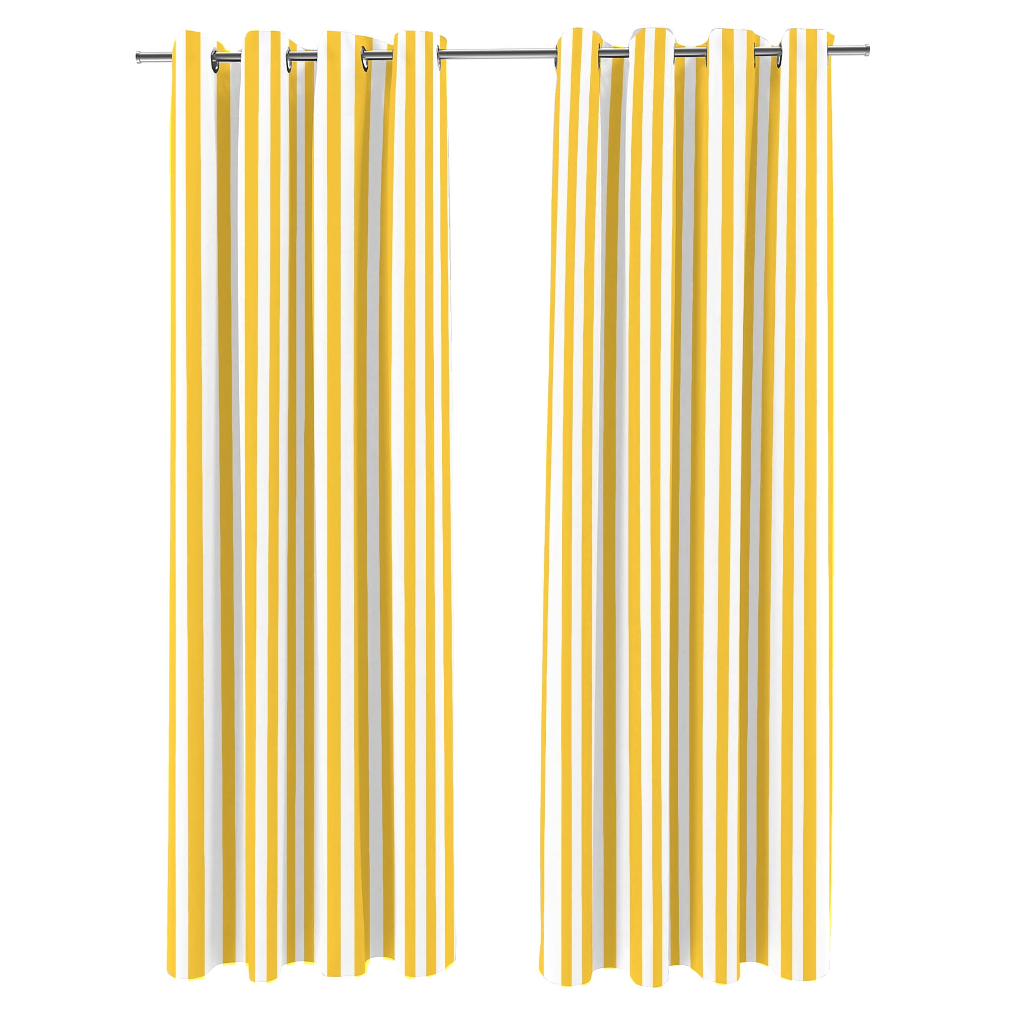Jordan Manufacturing 54" x 96" Canary Yellow Stripe Grommet Semi-sheer Outdoor Curtain Panel