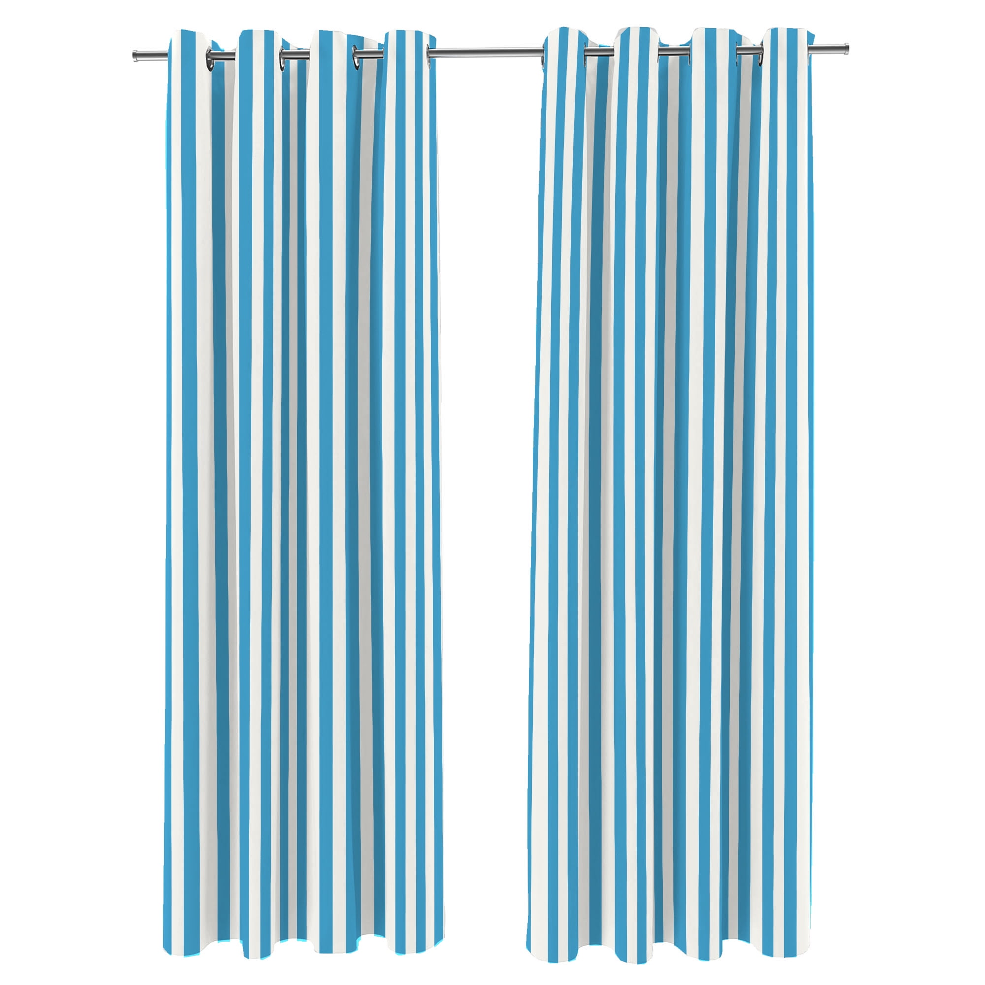 Jordan Manufacturing 54" x 96" Caribbean Blue Stripe Grommet Semi-sheer Outdoor Curtain Panel (2 Pack)