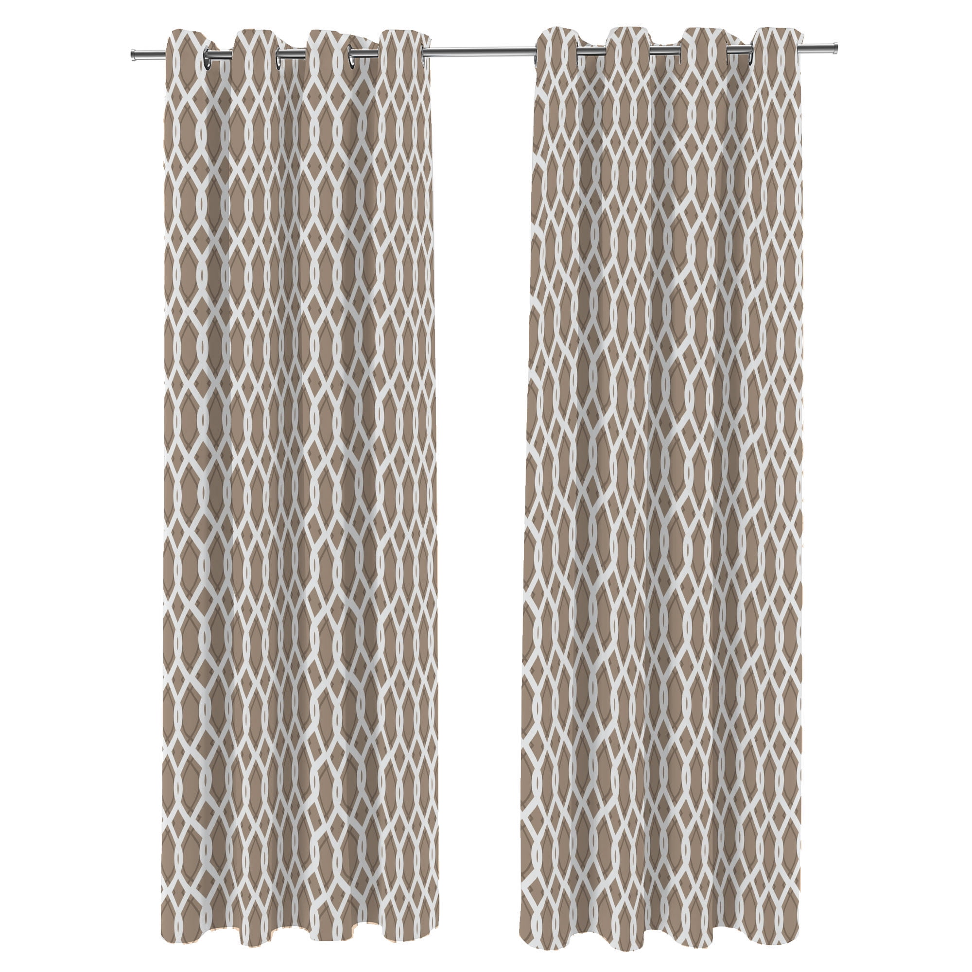 Jordan Manufacturing 54" x 96" Cayo Beige Lattice Grommet Semi-sheer Outdoor Curtain Panel (2 Pack)