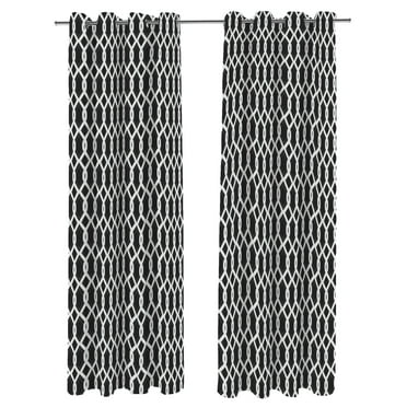 Jordan Manufacturing 54" x 96" Cayo Black Lattice Grommet Semi-sheer Outdoor Curtain Panel