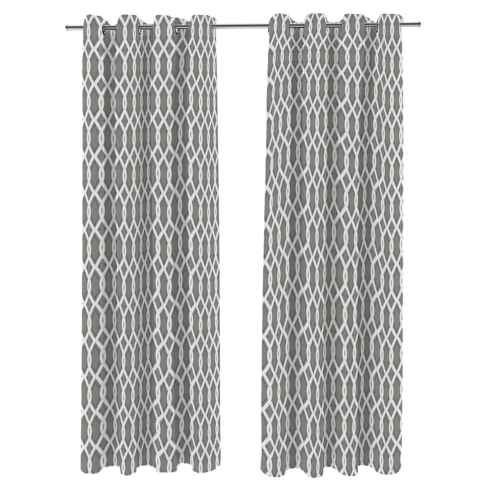 Jordan Manufacturing 54" x 96" Cayo Gray Lattice Grommet Semi-sheer Outdoor Curtain Panel (2 Pack)