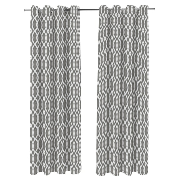 Jordan Manufacturing 54" x 96" Cayo Gray Lattice Grommet Semi-sheer Outdoor Curtain Panel