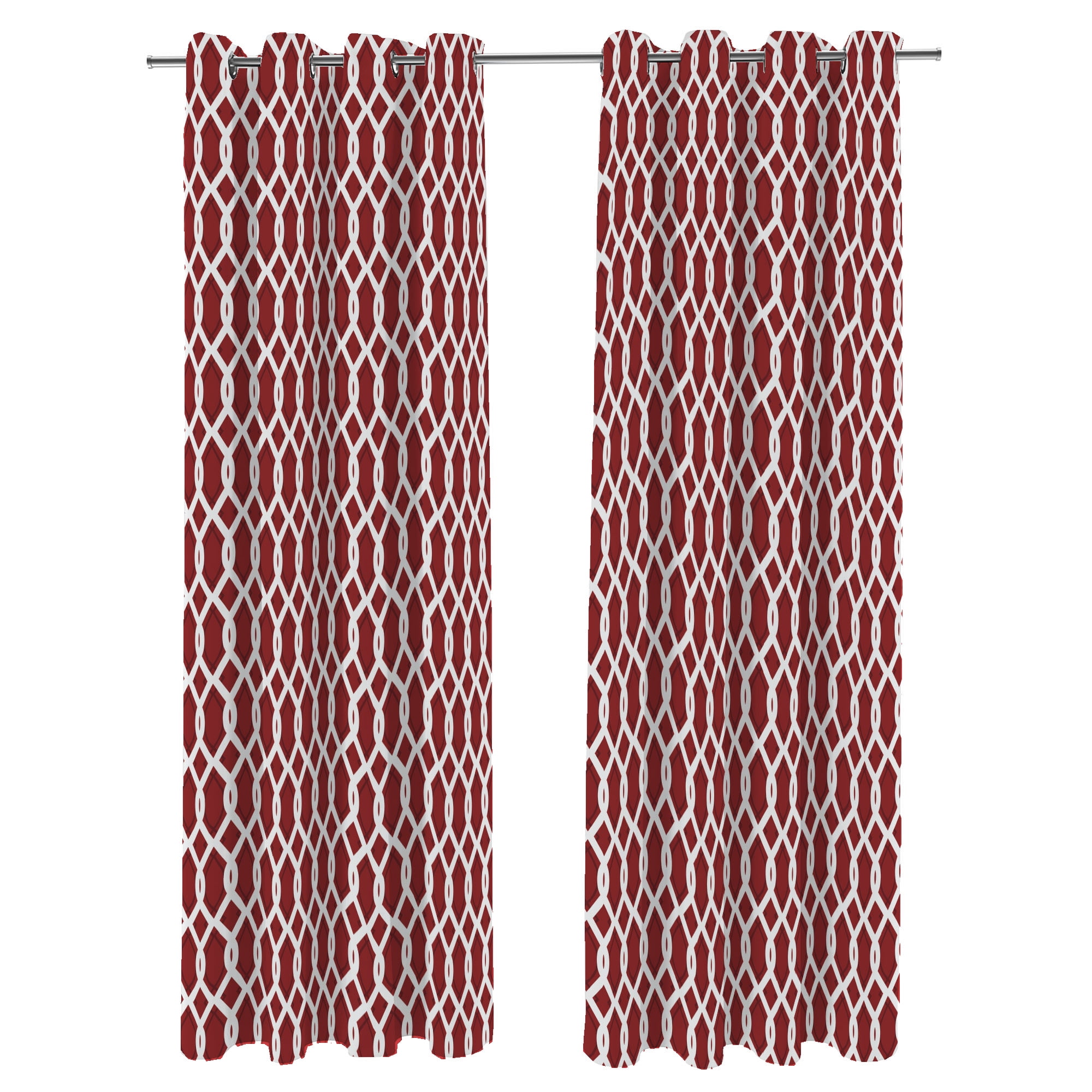 Jordan Manufacturing 54" x 96" Cayo Pompeii Red Lattice Grommet Semi-sheer Outdoor Curtain Panel (2 Pack)