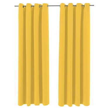 Jordan Manufacturing 54" x 96" Dandelion Yellow Solid Grommet Semi-sheer Outdoor Curtain Panel (2 Pack)