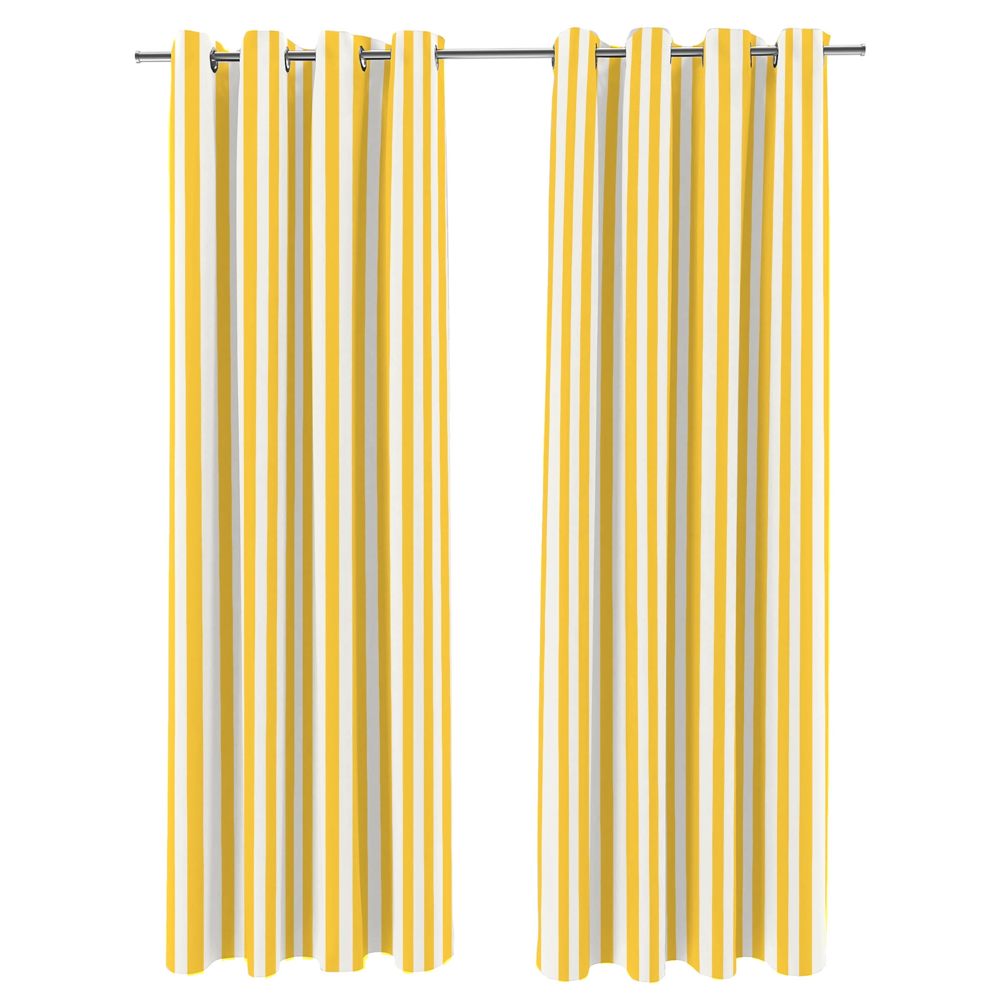Jordan Manufacturing 54" x 96" Dandelion Yellow Stripe Grommet Semi-sheer Outdoor Curtain Panel (2 Pack)