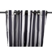 Jordan Manufacturing 54" x 96" Solid Grommet Semi-Sheer Outdoor Curtain Panel Black/White Stripe