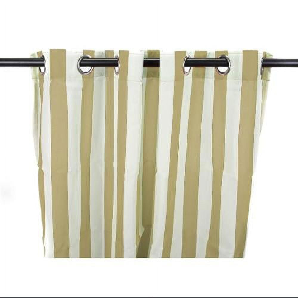 Jordan Manufacturing 54" x 96" Khaki Stripe Grommet Semi-sheer Outdoor Curtain Panel