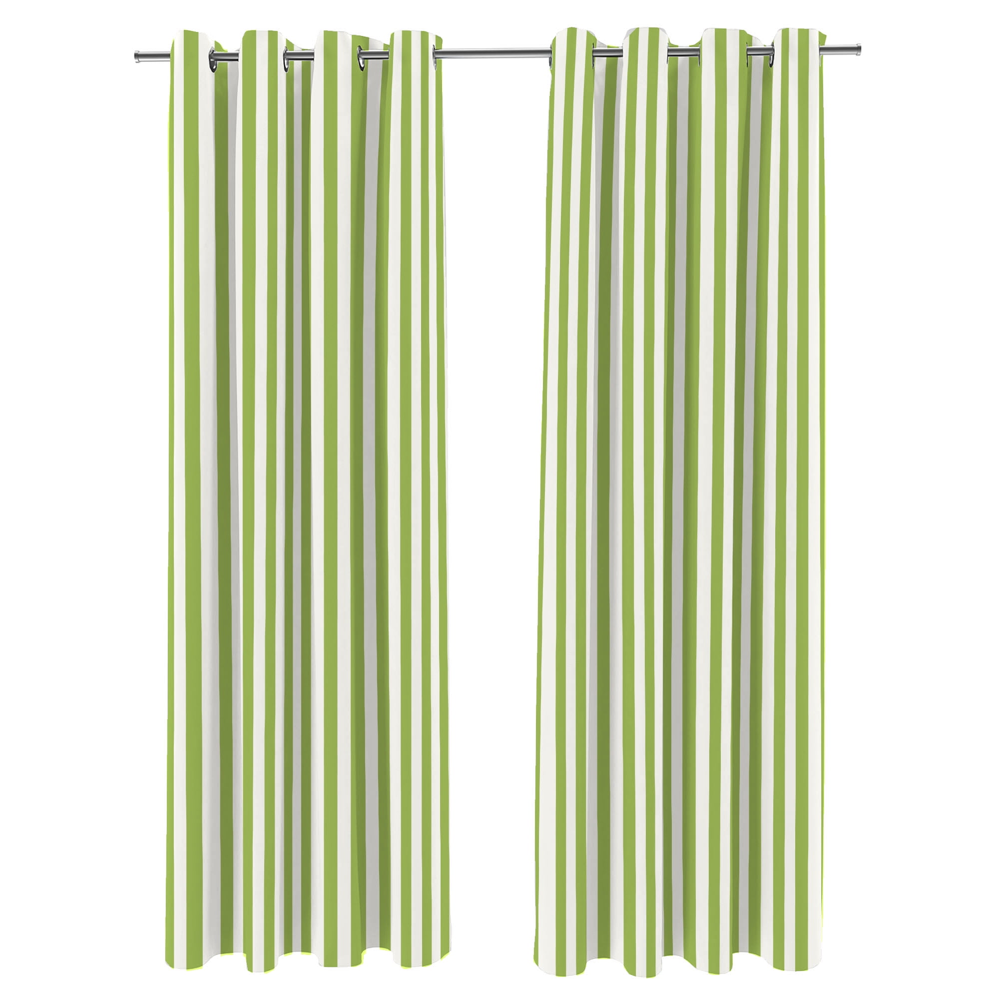 Jordan Manufacturing 54" x 96" Kiwi Green Stripe Grommet Semi-sheer Outdoor Curtain Panel (2 Pack)
