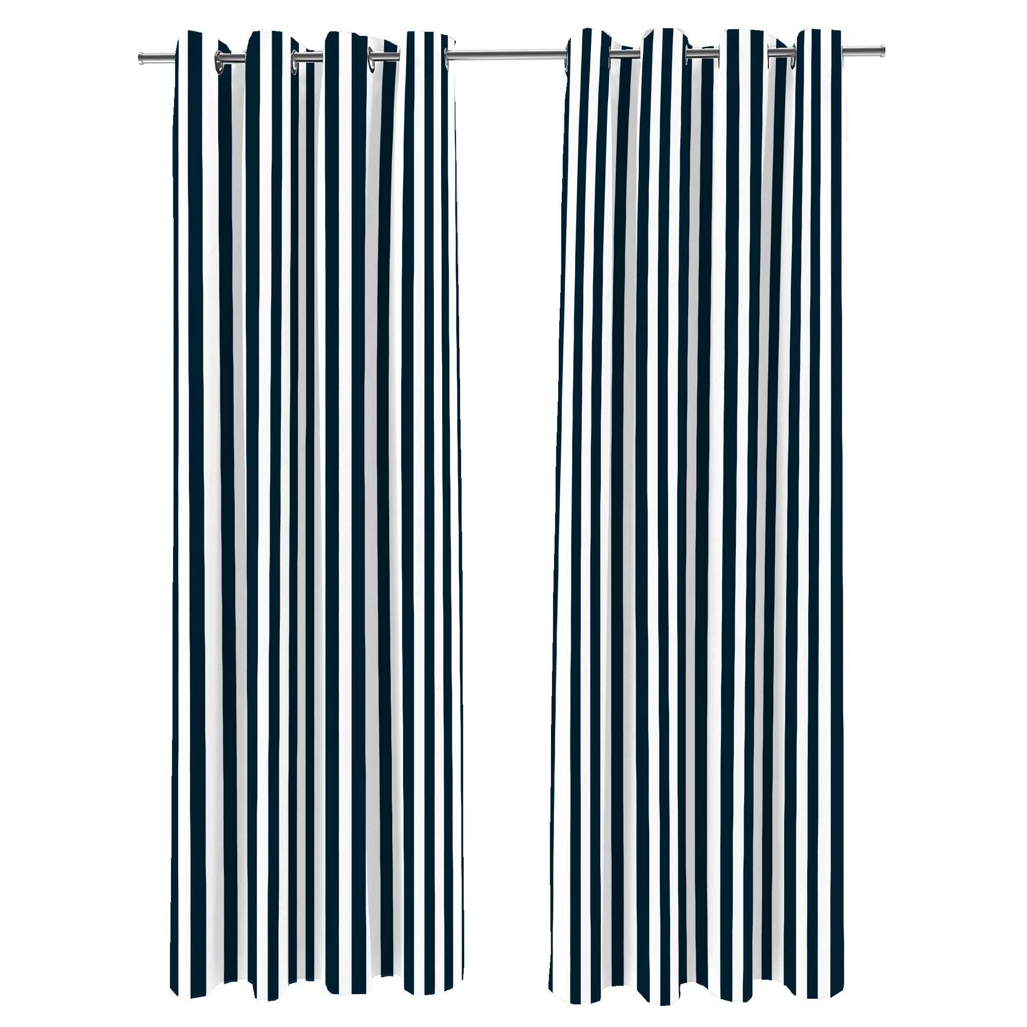 Jordan Manufacturing 54" x 96" Navy Stripe Grommet Semi-sheer Outdoor Curtain Panel (2 Pack)