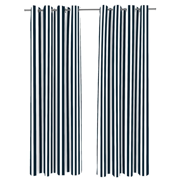 Jordan Manufacturing 54" x 96" Navy Stripe Grommet Semi-sheer Outdoor Curtain Panel