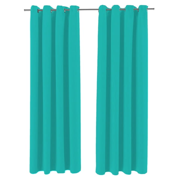 Jordan Manufacturing 54" x 96" Ocean Aqua Solid Grommet Semi-sheer Outdoor Curtain Panel (2 Pack)