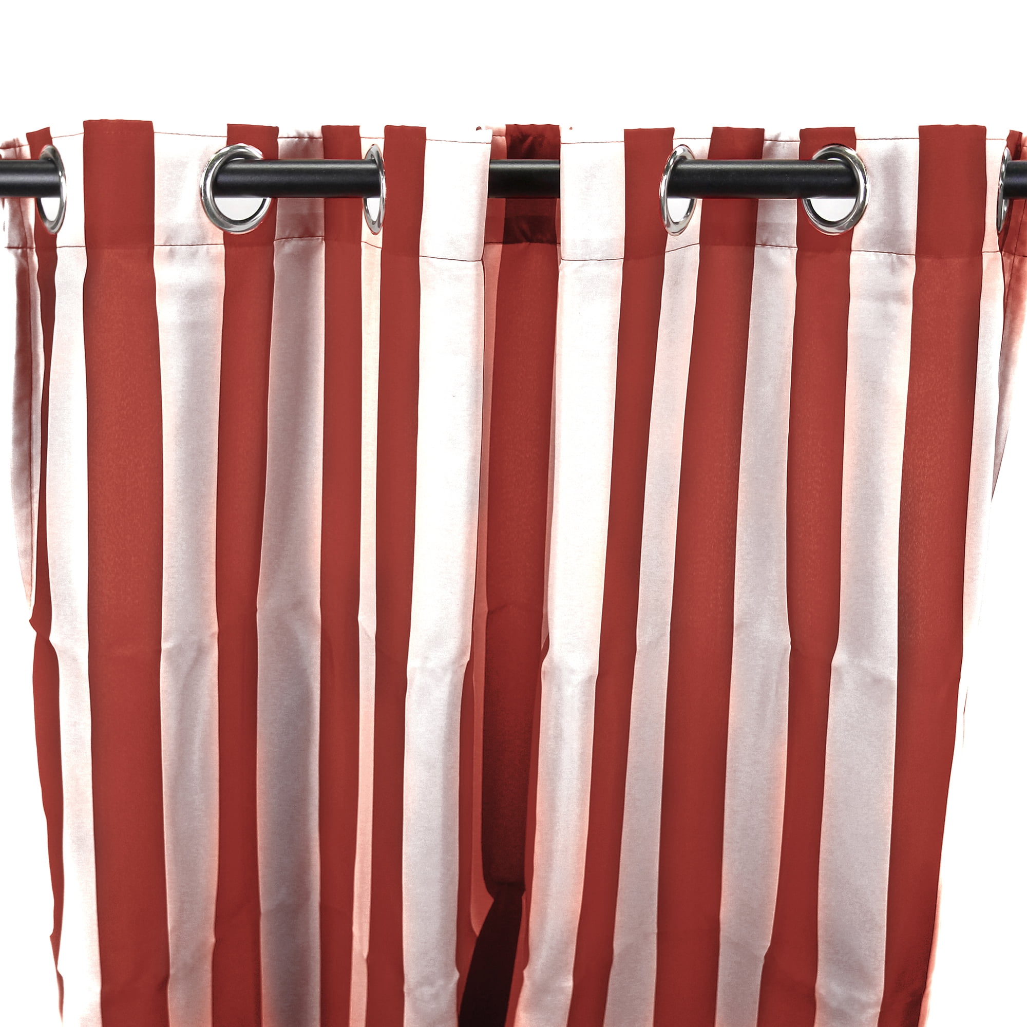 Jordan Manufacturing 54" x 96" Pompeii Red Stripe Grommet Semi-sheer Outdoor Curtain Panel (2 Pack)