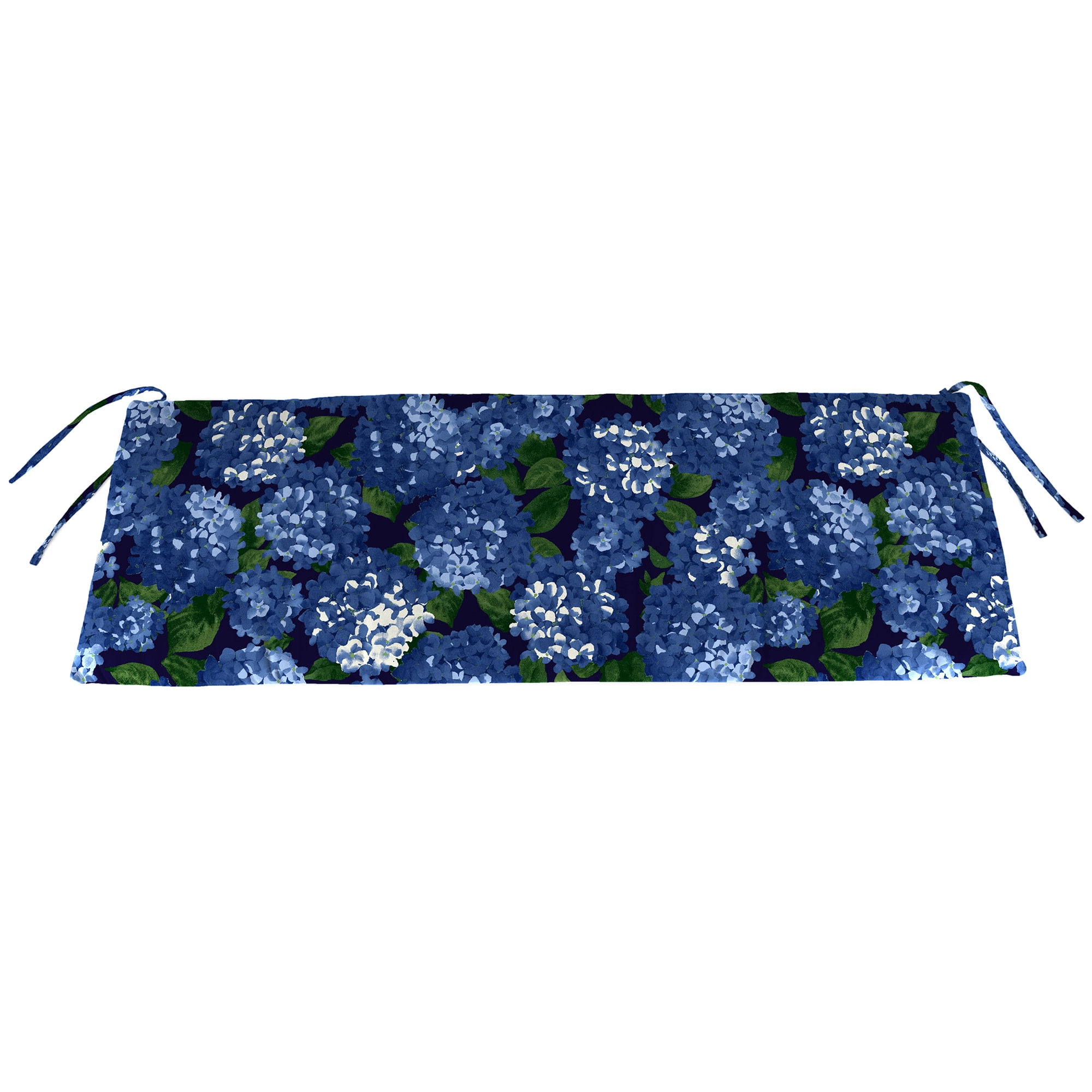 Jordan Manufacturing 59" x 16" Hydrangea Forest Green Floral Rectangular Outdoor Settee Swing Bench Cushion with Ties
