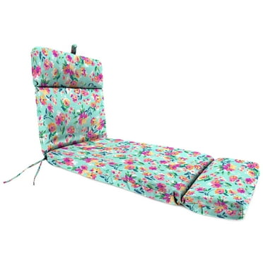 Jordan Manufacturing 72" x 21" Camryn Vibrant Aqua Floral Rectangular Outdoor Chaise Lounge Cushion with Ties and Hanger Loop