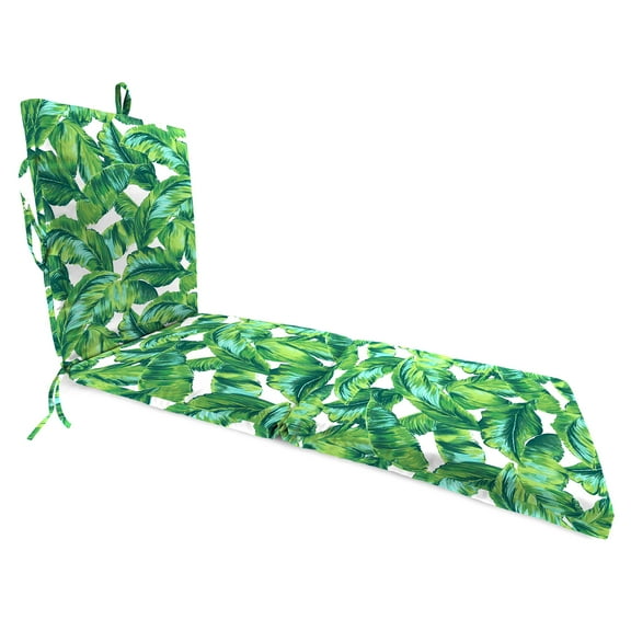 Jordan Manufacturing 72" x 21" Clarmont Seagrass Green Leaves Rectangular Outdoor Chaise Lounge Cushion with Ties and Hanger Loop