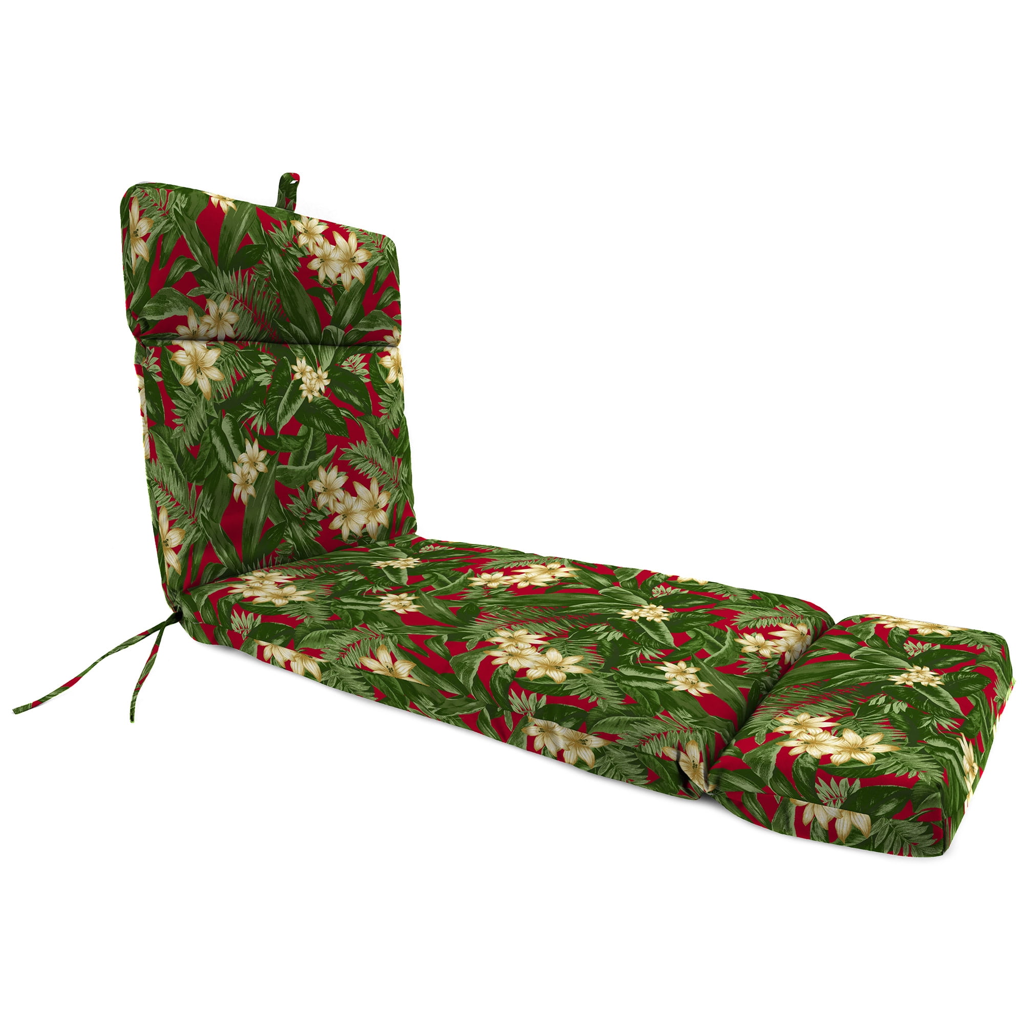Jordan Manufacturing 72" x 22" Acadia Bordeaux Red Tropical Rectangular Outdoor Chaise Lounge Cushion with Ties and Hanger Loop