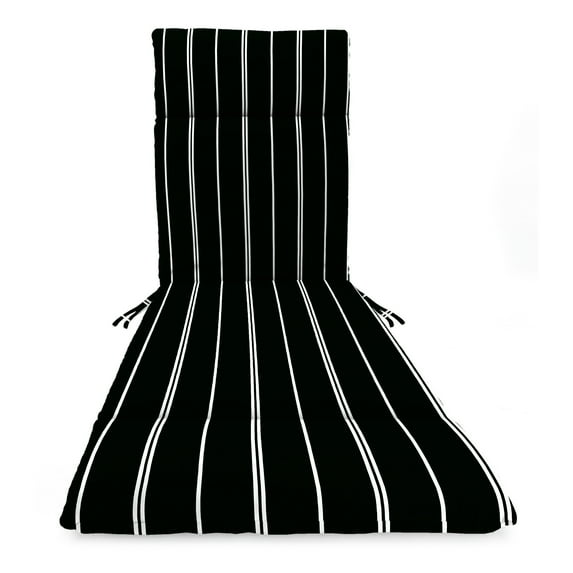 Jordan Manufacturing 72" x 22" Black and White Pursuit Stripe Shadow and Stripes Rectangle Chaise Lounge Outdoor Seating Cushions