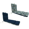thumbnail image 1 of Jordan Manufacturing 72" x 22" Cassie Serene Navy Floral and Serene Navy Solid Reversible Rectangular Outdoor Chaise Lounge Cushion with Ties and Hanger Loop, 1 of 12