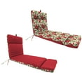 thumbnail image 1 of Jordan Manufacturing 72" x 22" Charlotte Afire Cream Floral and Harley Afire Red Solid Reversible Rectangular Outdoor Chaise Lounge Cushion with Ties and Hanger Loop, 1 of 12