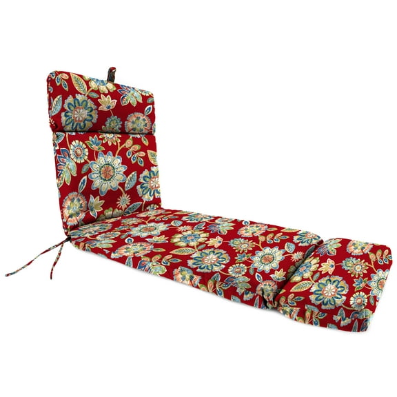 Jordan Manufacturing 72" x 22" Daelyn Cherry Red Floral Rectangular Outdoor Chaise Lounge Cushion with Ties and Hanger Loop