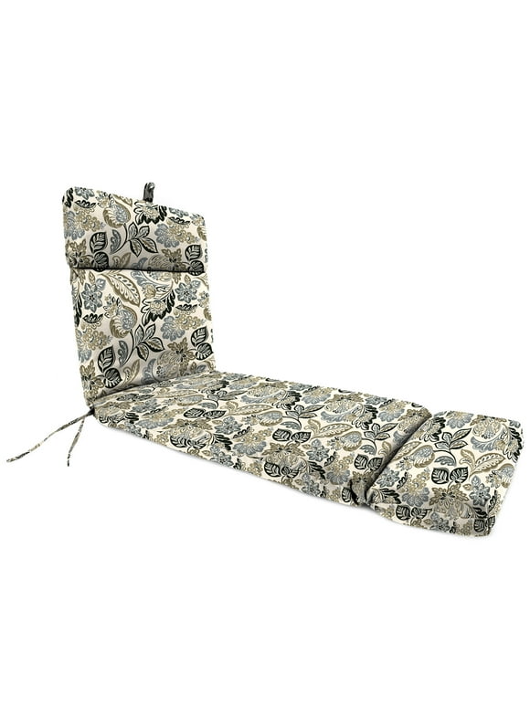 Jordan Manufacturing 72" x 22" Dailey Pewter Multicolor Paisley Rectangular Outdoor Chaise Lounge Cushion with Ties and Hanger Loop