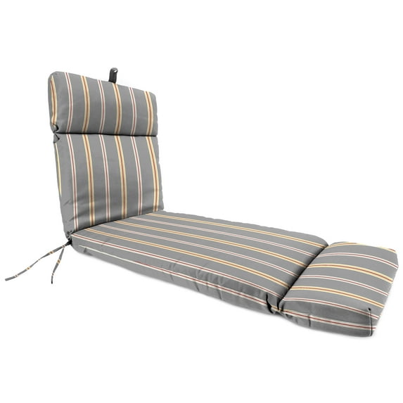 Jordan Manufacturing 72" x 22" Degret Hemlock Gray Stripe Rectangular Outdoor Chaise Lounge Cushion with Ties and Hanger Loop