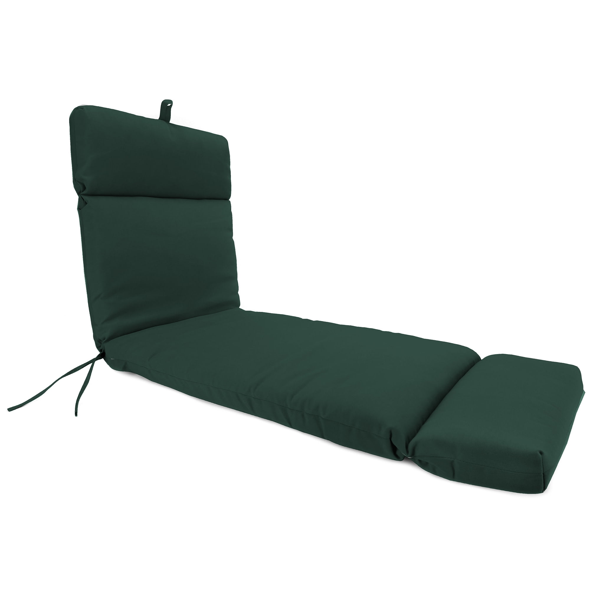 Forest Green UV-Protected Outdoor Chaise Lounge Cushion with Ties