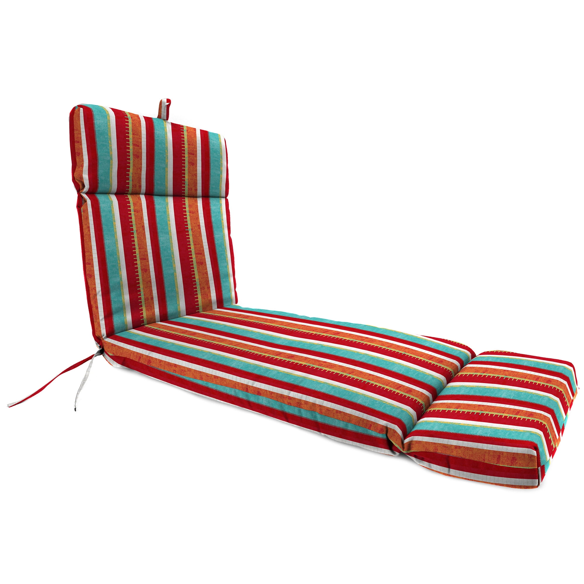 Jordan Manufacturing 72" x 22" Frawley Saxony Multicolor Stripe Rectangular Outdoor Chaise Lounge Cushion with Ties and Hanger Loop