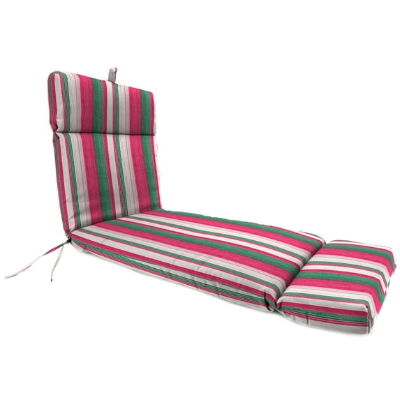 Jordan Manufacturing 72" x 22" Giden Cider Pink and Green Stripe Rectangular Outdoor Chaise Lounge Cushion with Ties and Hanger Loop