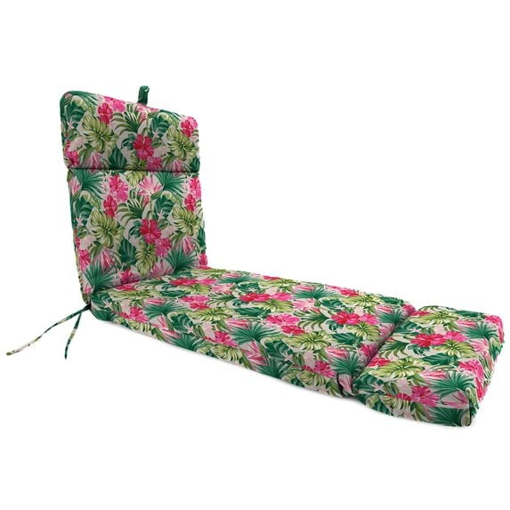 Jordan Manufacturing 72" x 22" Hibiscus Cider Beige Tropical Rectangular Outdoor Chaise Lounge Cushion with Ties and Hanger Loop