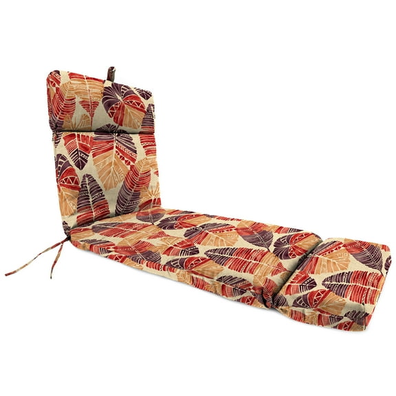 Jordan Manufacturing 72" x 22" Hixon Sunset Beige Leaves Rectangular Outdoor Chaise Lounge Cushion with Ties and Hanger Loop