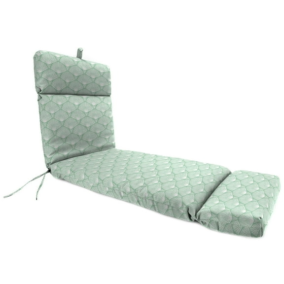 Jordan Manufacturing 72" x 22" Lugana Seagreen Mint Green Geometric Rectangular Outdoor Chaise Lounge Cushion with Ties and Hanger Loop