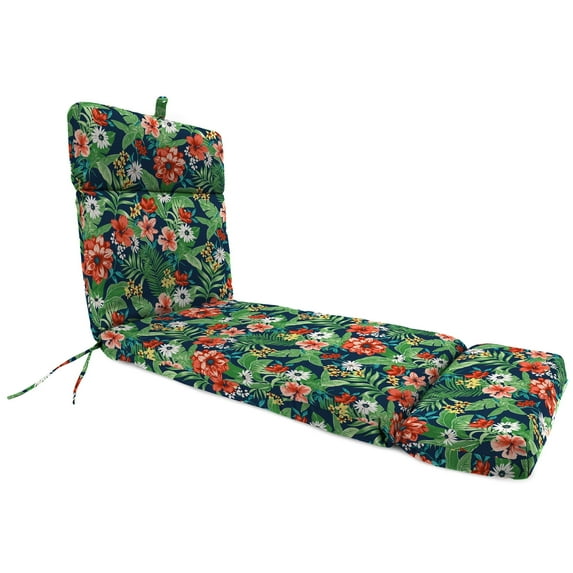 Jordan Manufacturing 72" x 22" Natalia Alpine Navy Floral Rectangular Outdoor Chaise Lounge Cushion with Ties and Hanger Loop