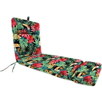 Jordan Manufacturing 72" x 22" Rani Citrus Black Tropical Rectangular Outdoor Chaise Lounge Cushion with Ties and Hanger Loop