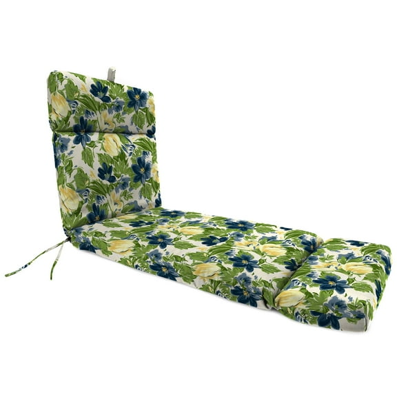 Jordan Manufacturing 72" x 22" Rebecca Asparagus Green Floral Rectangular Outdoor Chaise Lounge Cushion with Ties and Hanger Loop