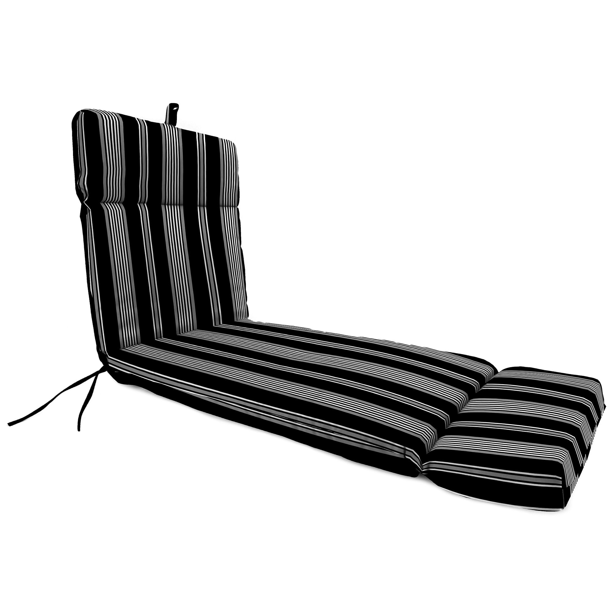 Jordan Manufacturing 72" x 22" Reeder Black Stripe Rectangular Outdoor Chaise Lounge Cushion with Ties and Hanger Loop