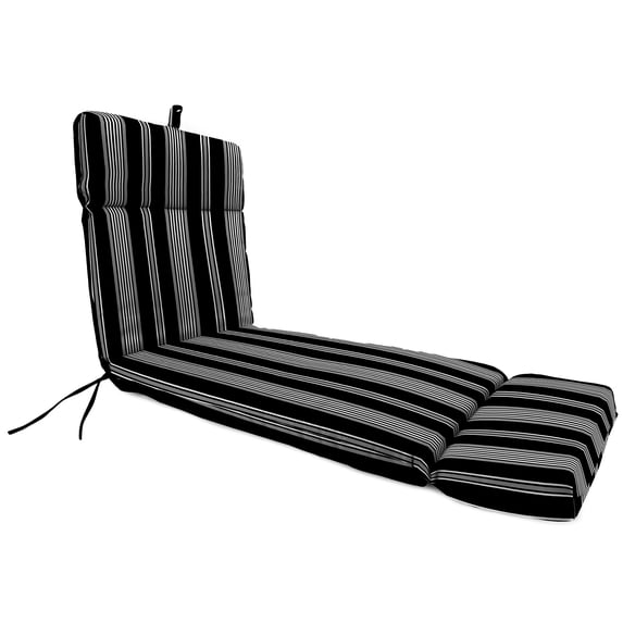 Jordan Manufacturing 72" x 22" Reeder Black Stripe Rectangular Outdoor Chaise Lounge Cushion with Ties and Hanger Loop