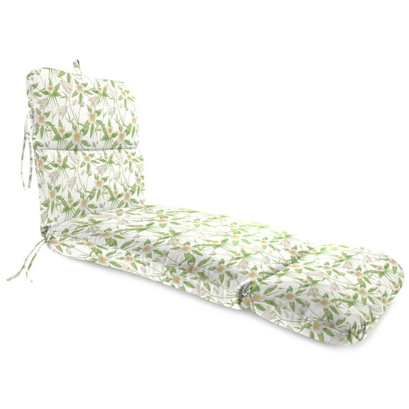 Jordan Manufacturing 74" x 22" Alleah Chutney Cream Floral Rectangular Outdoor Chaise Lounge Cushion with Ties and Hanger Loop