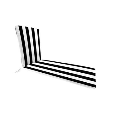 Jordan Manufacturing 74" x 22" Awning Onyx Black Stripe Rectangular Outdoor Chaise Lounge Cushion with Ties
