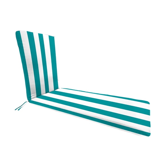 Jordan Manufacturing 74" x 22" Awning Turquoise Stripe Rectangular Outdoor Chaise Lounge Cushion with Ties
