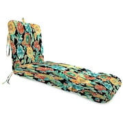 Jordan Manufacturing 74" x 22" Colsen Noir Black Floral Rectangular Outdoor Chaise Lounge Cushion with Ties and Hanger Loop