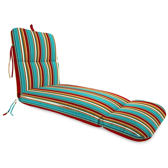 Jordan Manufacturing 74" x 22" Covert Fiesta Multicolor Stripe Rectangular Outdoor Chaise Lounge Cushion with Ties and Hanger Loop