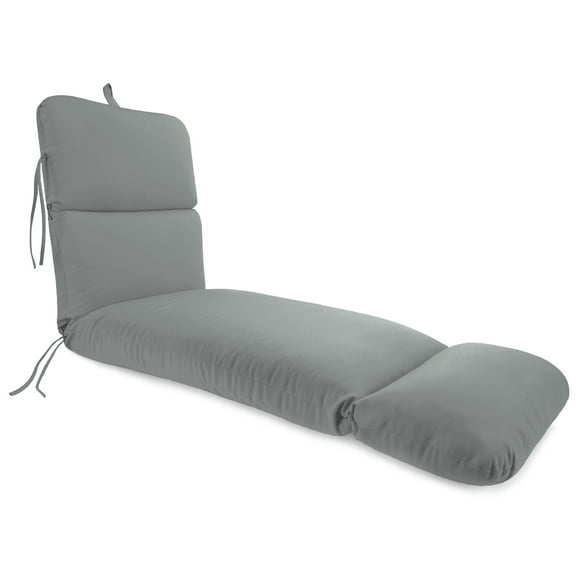 Jordan Manufacturing 74" x 22" Grey Solid Rectangular Outdoor Chaise Lounge Cushion with Ties and Hanger Loop
