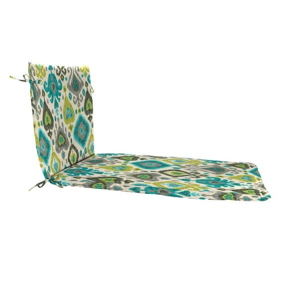 Jordan Manufacturing 74" x 22" Paso Turquoise Multicolor Ikat Rectangular Outdoor Chaise Lounge Cushion with Ties