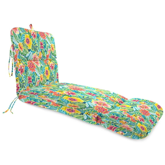 Jordan Manufacturing 74" x 22" Pensacola Multicolor Floral Rectangular Outdoor Chaise Lounge Cushion with Ties and Hanger Loop